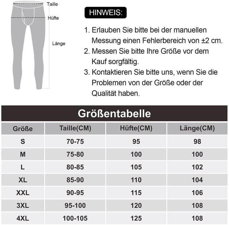 SIMIYA Lange Unterhosen Herren, Extra Warm Thermounterhose Gefütterte Unterhosen Männer Lang, Thermo