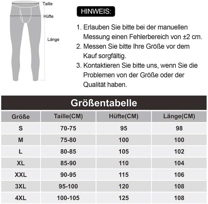 SIMIYA Lange Unterhosen Herren, Extra Warm Thermounterhose Gefütterte Unterhosen Männer Lang, Thermo