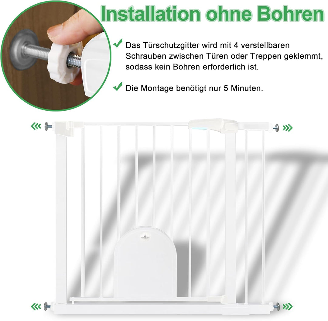 UISEBRT Treppenschutzgitter Türschutzgitter Ohne Bohren Treppengitter mit Katzentür Haustiertür, für
