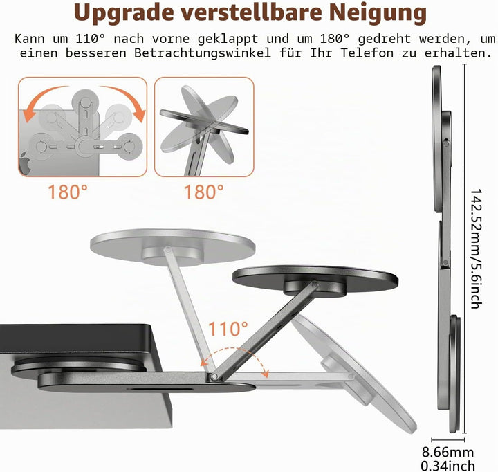 Magnetische Laptop Handy Ständer [110° Faltbar & 180° Einstellbare], Metall Handyhalterung Kompatibe