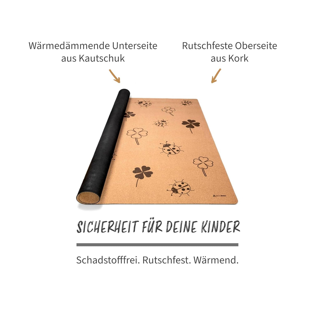 Spielmatte aus Kork. Schadstofffreie Krabbelmatte für Babys und Kinder. Glück 160x110 cm 110 x 160 c