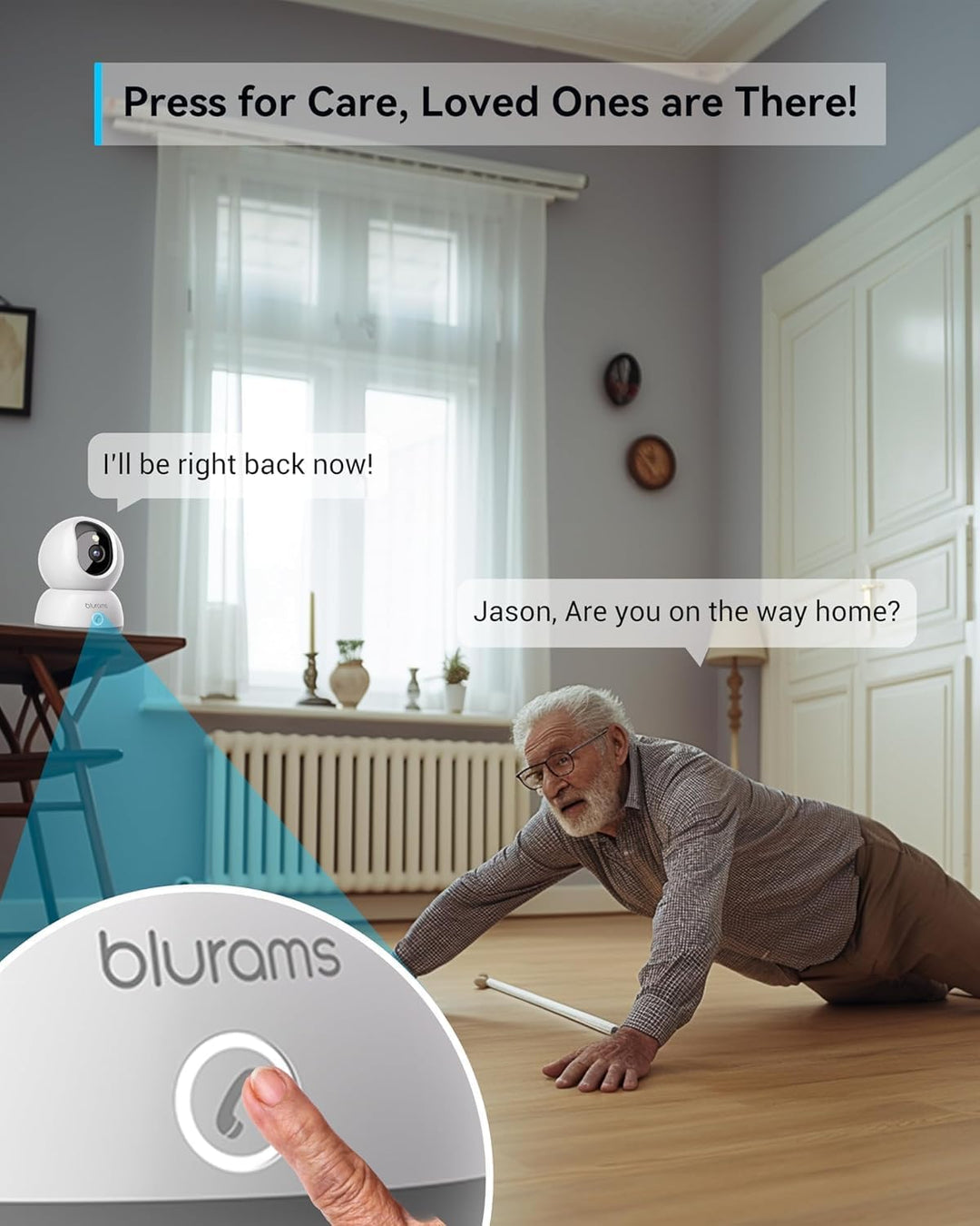 blurams Überwachungskamera Innen, 2K WLAN Kamera, PTZ Hundekamera, 360° IP Kamera für Heimsicherheit