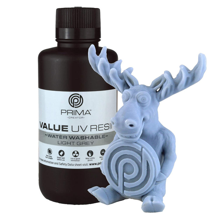 PrimaCreator Value Wasserabwaschbares UV Resin - 500 ml - Hellgrau, Hellgrau
