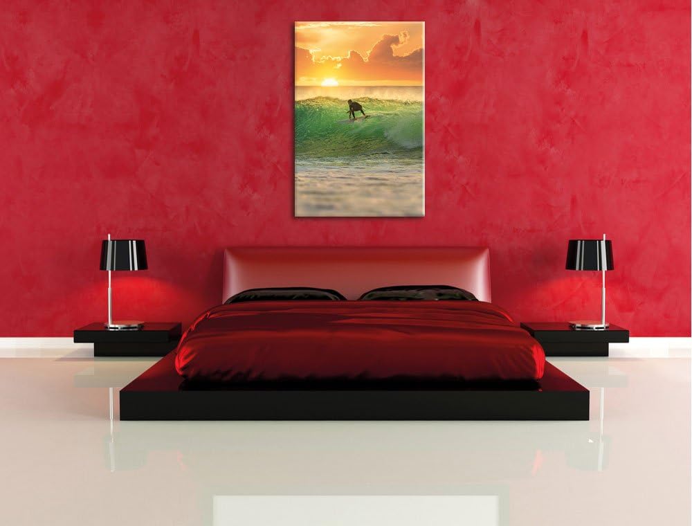 Pixxprint Surfen im Sonnenuntergang als Leinwandbild/Grösse: 100x70 / Wandbild/Kunstdruck/fertig bes