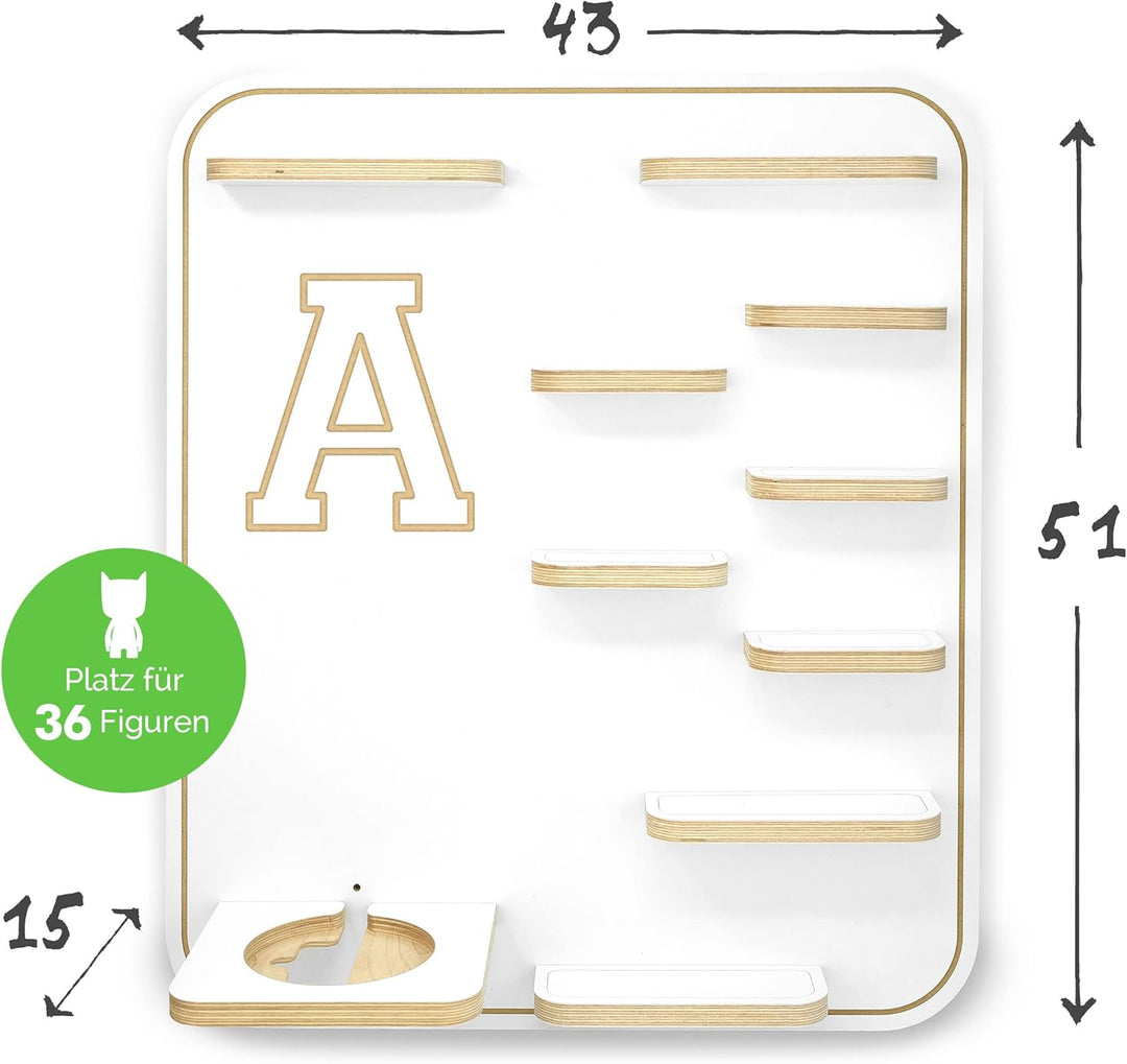 stadtecken Kinder Holz Regal für Musikbox I Buchstabe A I Geeignet für die Toniebox und ca. 36 Tonie