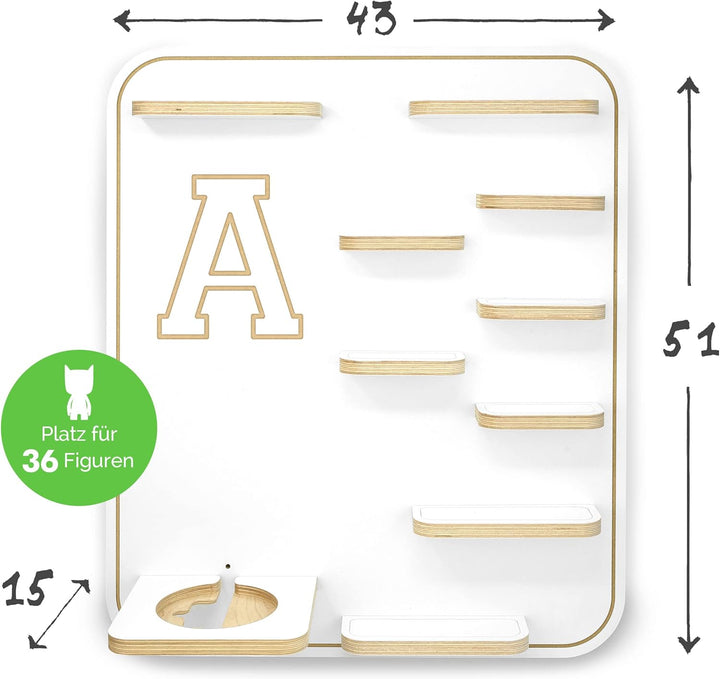 stadtecken Kinder Holz Regal für Musikbox I Buchstabe A I Geeignet für die Toniebox und ca. 36 Tonie