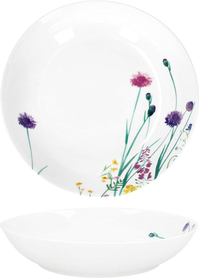 MamboCat 6er Set Marie Suppenteller I 400ml I Porzellan-Geschirr mit Blumenwiese-Dekor für 6 Persone