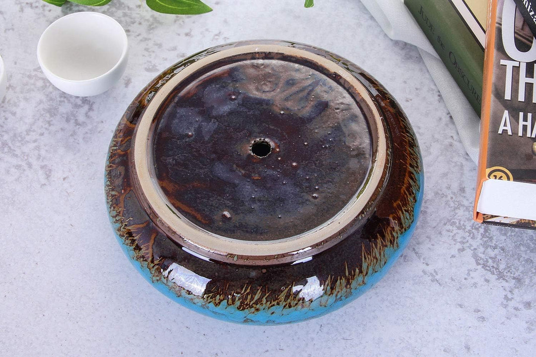 VanEnjoy 18,5 cm grosse, grosse, flache Sukkulenten-Keramik-Übertöpfe mit Ablaufloch, Bonsai-Töpfe f