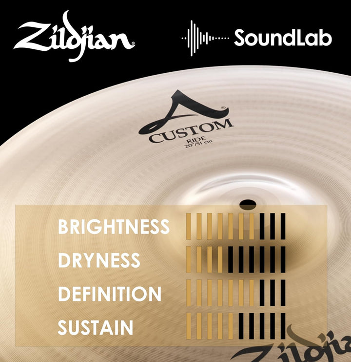 Zildjian A Custom Series - 20" Ride Cymbal - Brilliant finish 20 Zoll Ride, 20 Zoll Ride