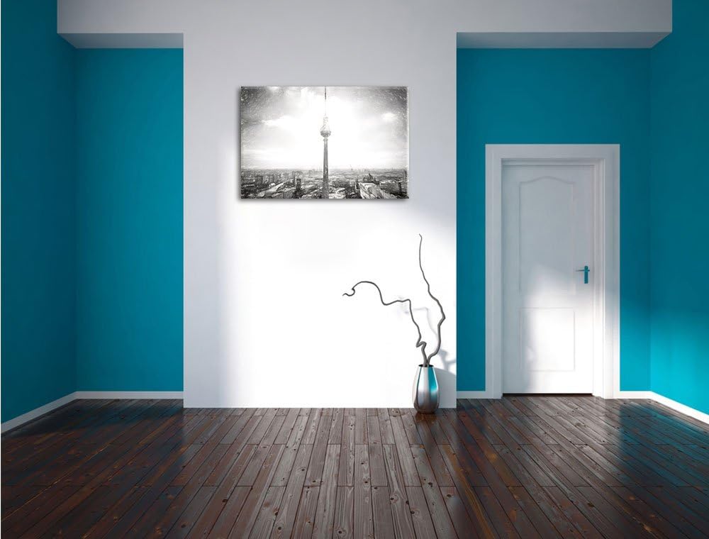 Pixxprint Berliner Fernsehturm als Leinwandbild/Grösse: 100x70 / Wandbild/Kunstdruck/fertig bespannt