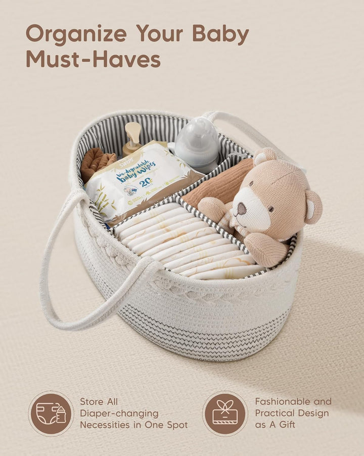 Maliton Wickeltisch Organizer，Baby Organizer Korb，Aufbewahrungskorb für den Wickeltisch，Windel Caddy