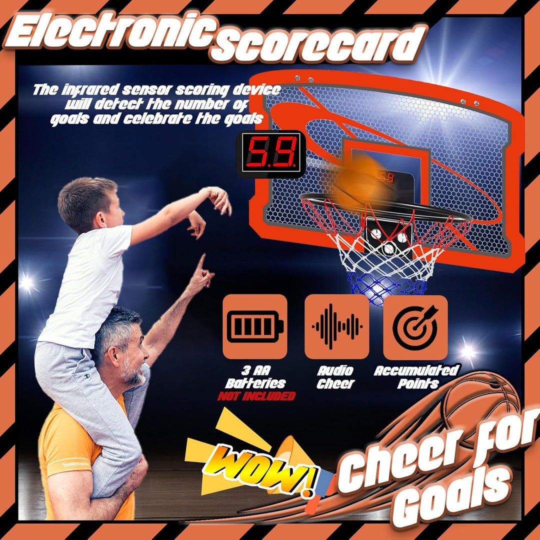 TEUVO Basketballkorb für Kinder und Erwachsene, Strong Indoor Mini Basketballkorb für Tür mit Pumpe,