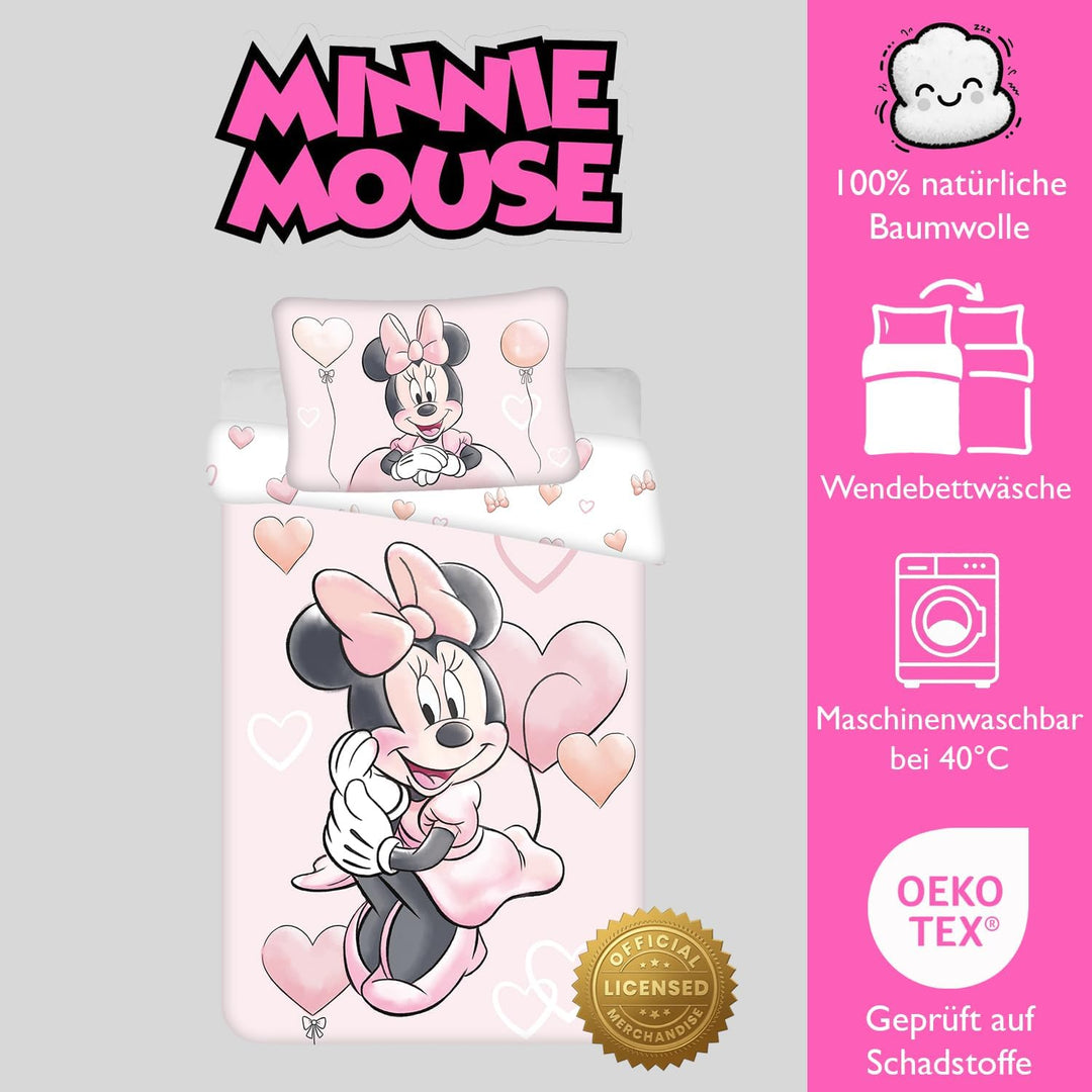 Jerry Fabrics Bettwäsche Minnie Balloon für Kinderbett oder Junior, 100 % Baumwolle, Bettbezug 100 x