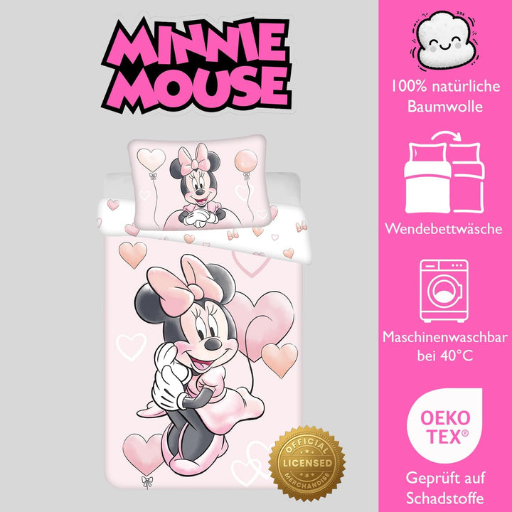 Jerry Fabrics Bettwäsche Minnie Balloon für Kinderbett oder Junior, 100 % Baumwolle, Bettbezug 100 x
