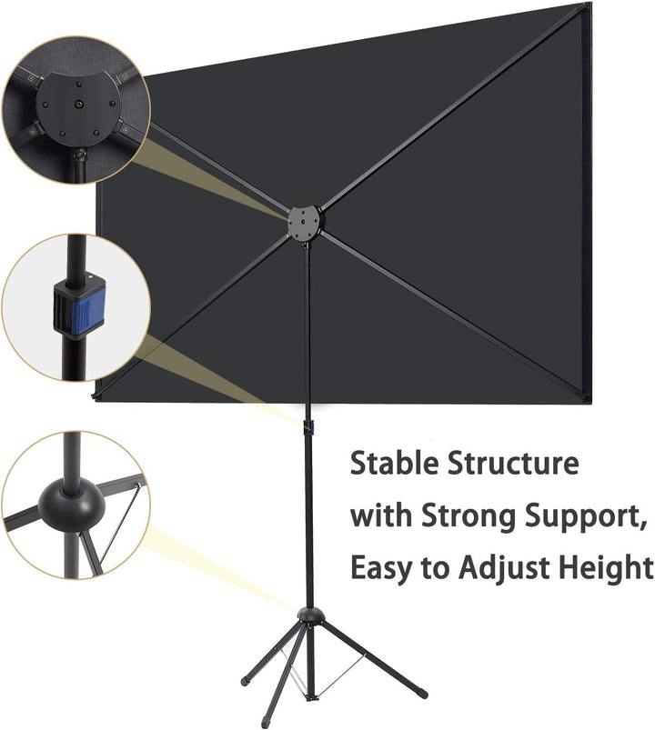 Beamer Leinwand mit Stativ, Tragbar Projektor Leinwand 100 Zoll, 16:9, 4K HD Projektion Leinwand, Le
