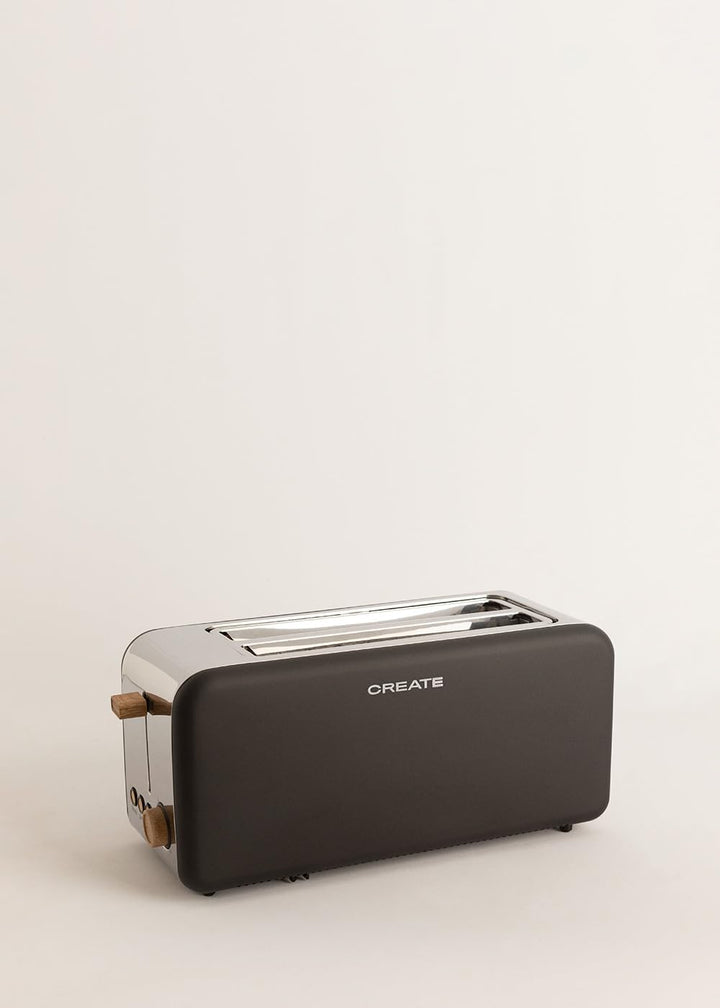CREATE/PACK TOAST RETRO XL + KETTLE RETRO L/Wasserkocher 1,7L und Toaster mit 3 Toast-Stufen in Schw