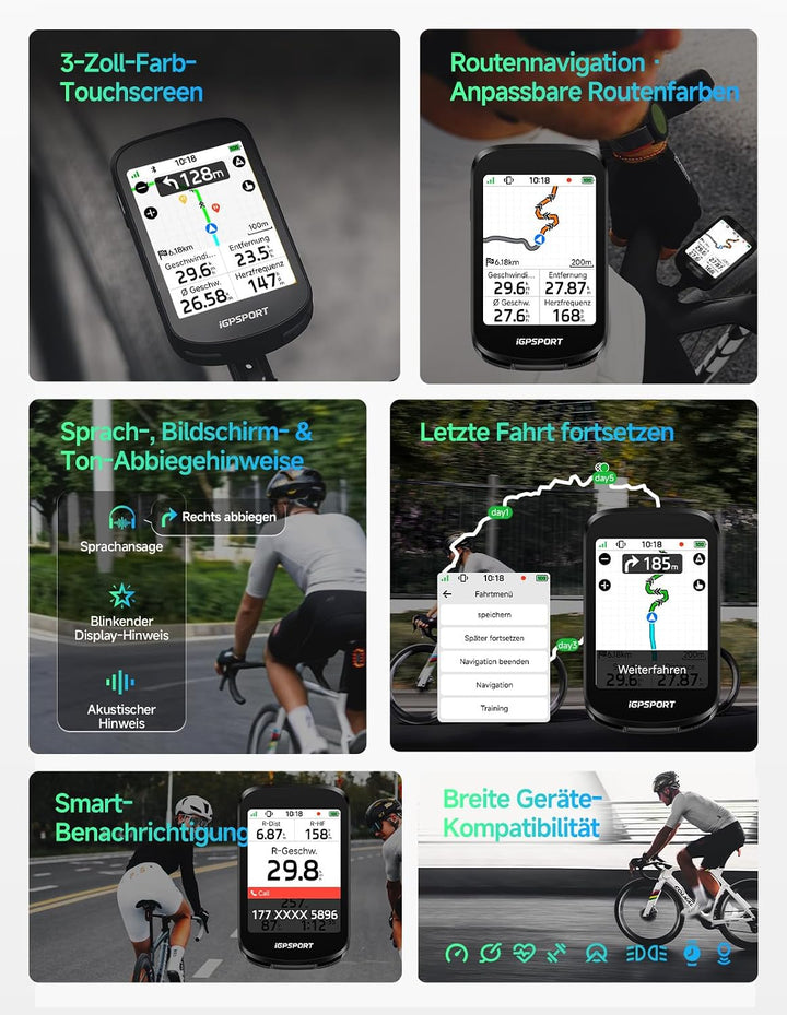 iGPSPORT BSC200 Pro GPS Fahrradcomputer mit 3-Zoll-Farb-Touchscreen