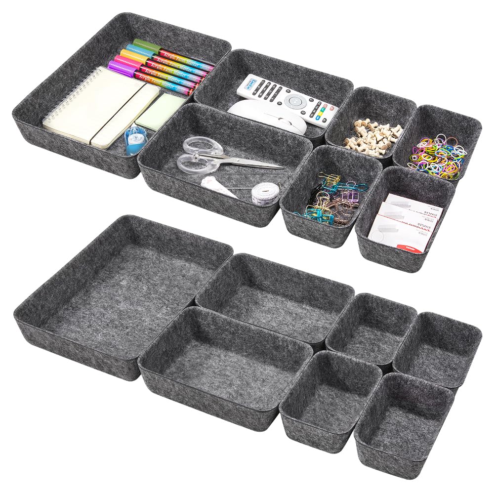 Eurhomewit Schubladen Organizer Filz, 14 Stück Schubladeneinsatz Büro Schubladen Ordnungssystem, Sch