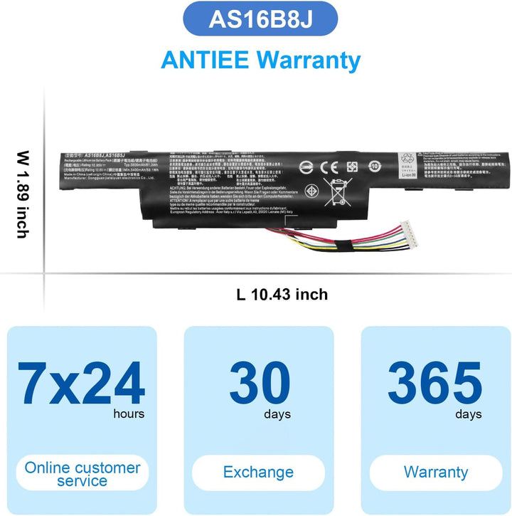 ANTIEE AS16B5J AS16B8J Akku für Acer Aspire 15.6" E5-575G E5-575G-53VG E5-575G-75MD E5-575-33BM E5-5