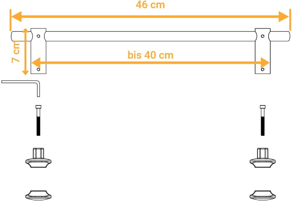 Handtuchstange gerade für Design-Badheizkörper Ovalrohren Handtuchhalter Heizungszubehör Länge 460 m