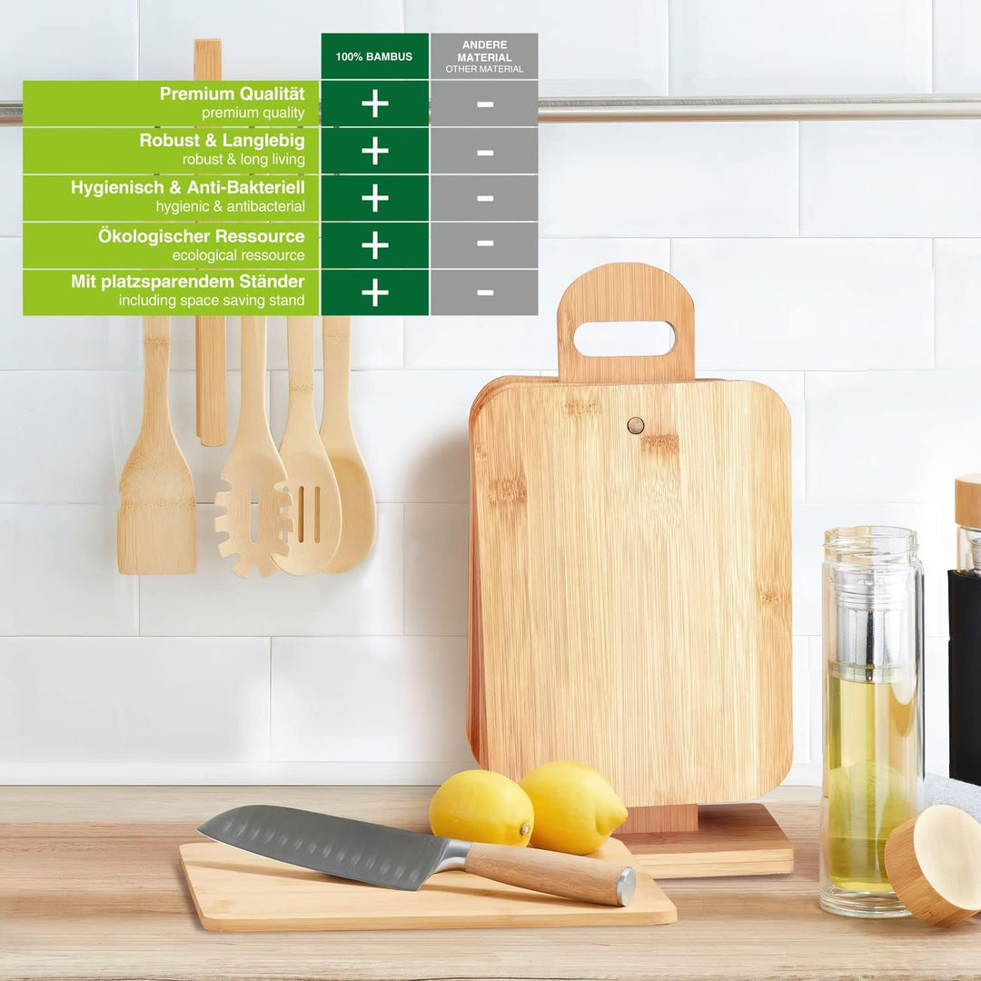 GOODS+GADGETS Bambus 6er Set Frühstücksbrettchen Schneidebretter Servierbretter Küchenbrett Brotbret