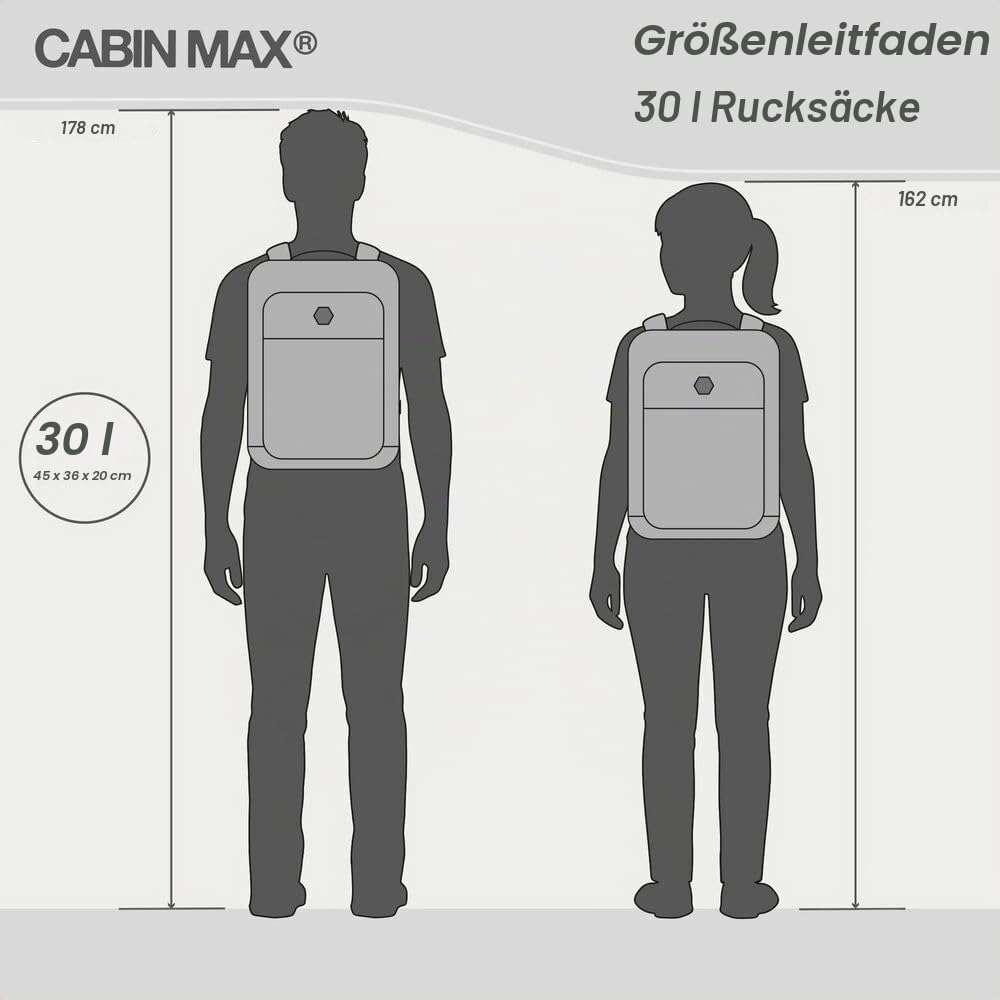 Cabin Max 30L Metz Rucksack - Handgepäck 45 x 36 x 20 cm, mittelgrosser Handgepäckrucksack für Easyj