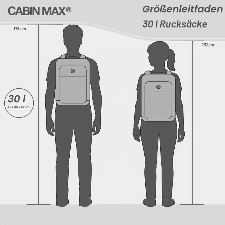 Cabin Max 30L Metz Rucksack - Handgepäck 45 x 36 x 20 cm, mittelgrosser Handgepäckrucksack für Easyj