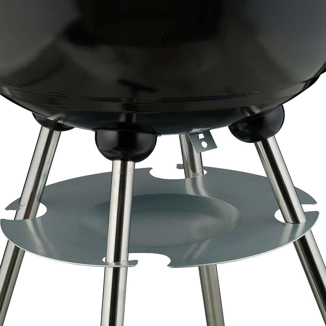 Relaxdays Kugelgrill, Ø 44 cm, Grillrost, Grillkugel mit Ascheschale, Holzkohlegrill mit Rädern, BBQ