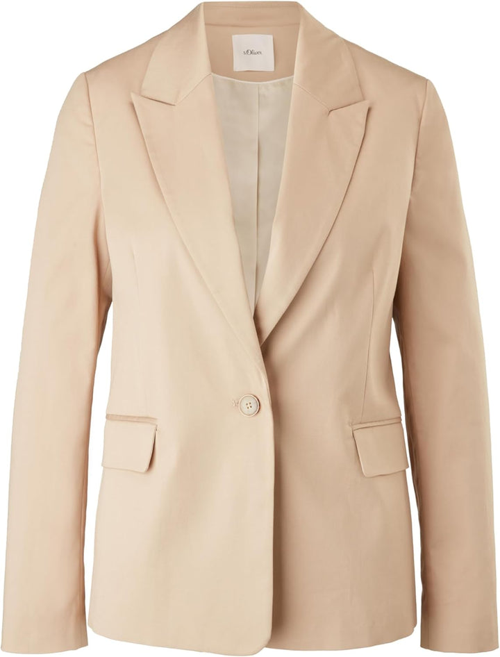 s.Oliver BLACK LABEL Damen Langarm Regular Fit Blazer 40 Beige, 40 Beige
