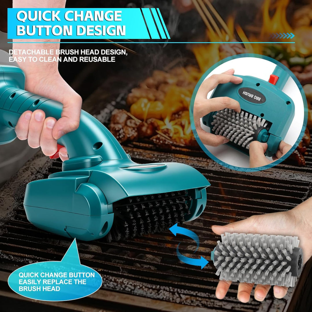 Roadtime Schnurlose Elektrisch Grillbürste für Makita 18 V(ohne Akku),Grillreinigungsbürste mit 360°