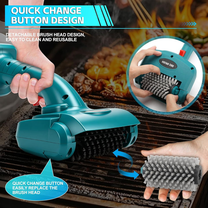 Roadtime Schnurlose Elektrisch Grillbürste für Makita 18 V(ohne Akku),Grillreinigungsbürste mit 360°
