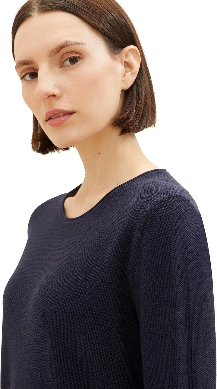 TOM TAILOR Damen Basic Pullover mit Struktur 3XL 30025-navy Midnight Blue, 3XL 30025-navy Midnight B