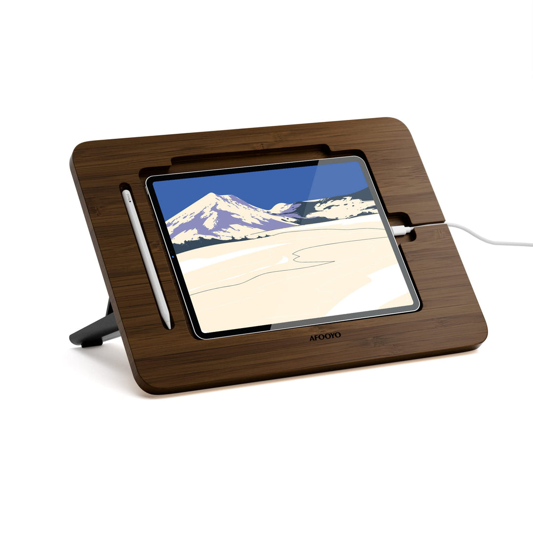 AFOOYO Bambus-Tablet-Ständer – tragbar und verstellbar, 5 Winkel, Laptop-Erhöhung, Buch-Leseständer,