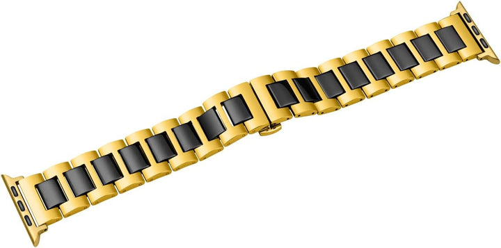 YISIWERA 38mm 40mm 41mm Armband Kompatibel für Apple Watch Schwarz Keramik Gold Metall Armband 49mm