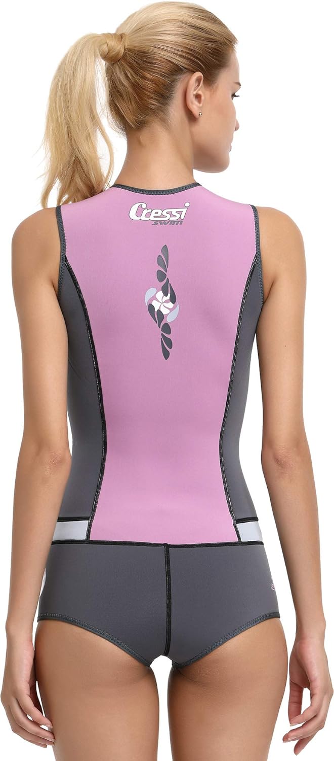 Cressi Idra Neoprene Swimsuit 2mm - Damen Swimming Wetsuit Neopren Badeanzug 2mm Neoprenanzug Rosa/G