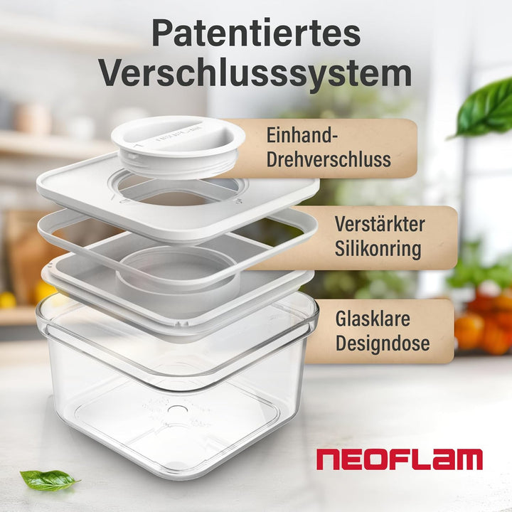 Neoflam® Vorratsdosen mit Deckel Luftdicht, Vorratsorganizer 4er Set BPA-frei, Vorratsbehälter mit E