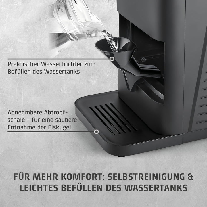 CASO IceBall Pro Eiskugelbereiter mit Kompressor – Kristallklare Eiskugeln 50–55 mm, 2 Kugeln/Stunde