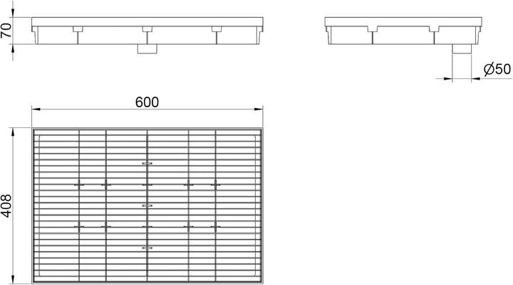 Schuhabstreifer 40 x 60 cm mit Bodenwanne + verzinktem Gitter Fussmatte