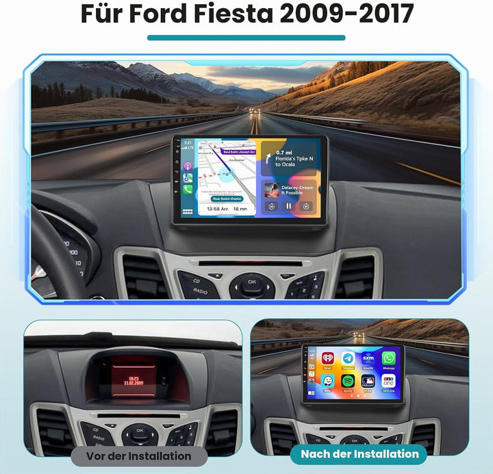 Hikity 2G 64G Android 15 Autoradio Für Ford Fiesta MK6 2009-2017 mit Wireless Carplay Android Auto,9