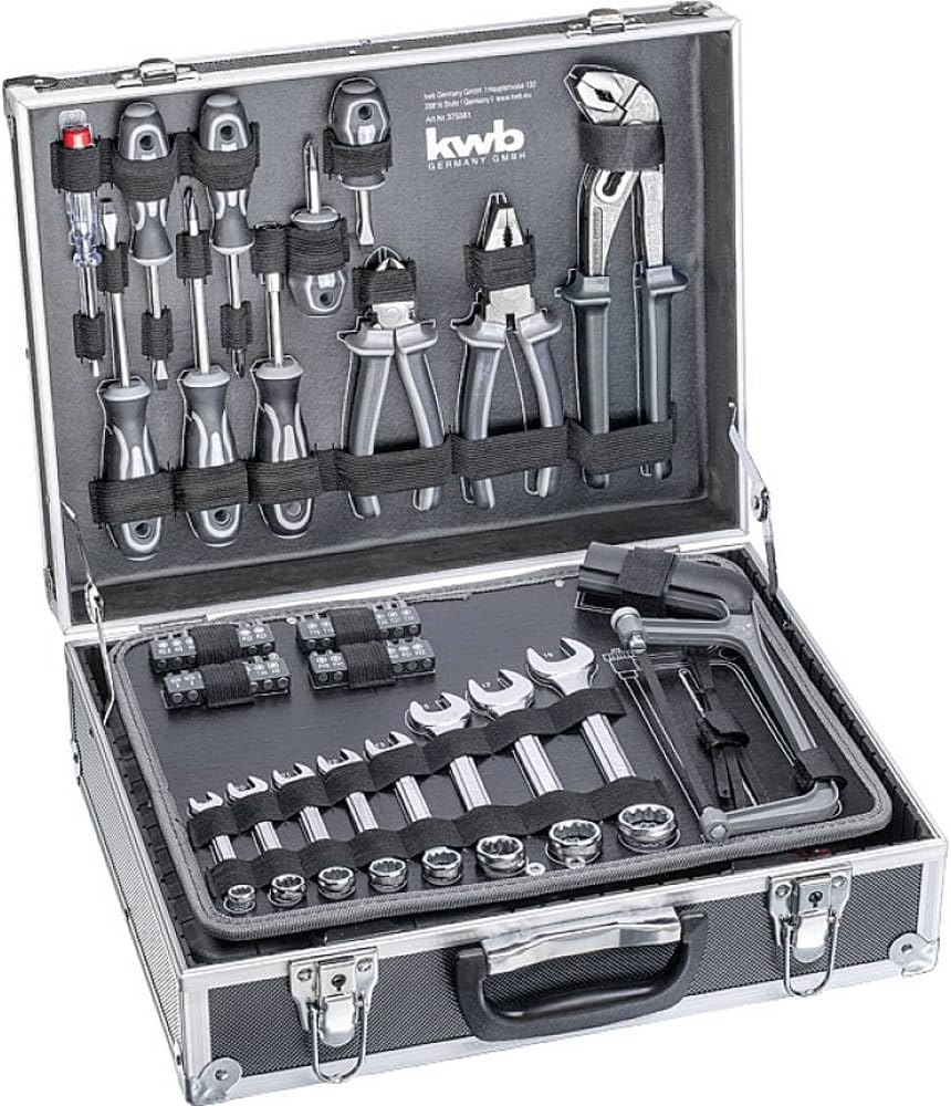 kwb Werkzeugkoffer aus robustem Aluminium inkl. 199-tlg. hochwertigem Werkzeug-Set als perfekte Grun