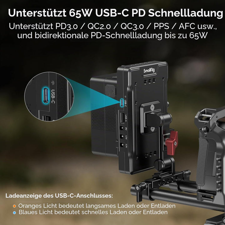 SMALLRIG V Mount Battery Adapter Plate, Adapterplatte Versorgungsverteiler mit 15mm Stangenklemme un