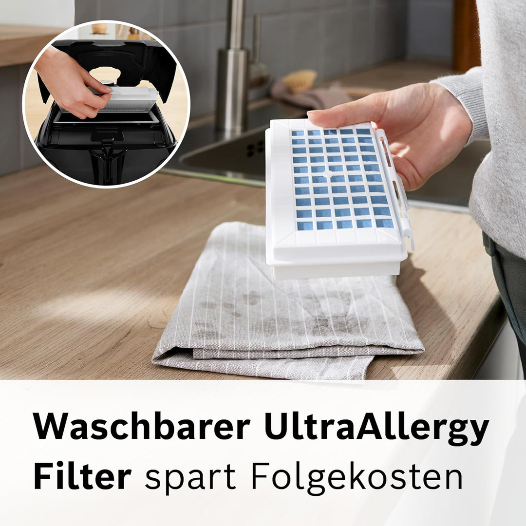 Bosch Staubsauger mit Beutel Serie 8 BGB75X650, für Allergiker, Hygiene-Filter, 10 Jahre Motorgaran