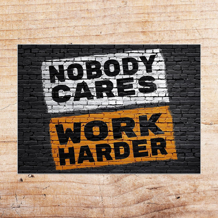 wandmotiv24 Poster als Wanddeko, Grösse Din A0, Work Harder, Stein-Mauer, Moderne Wanddeko, Wandbild