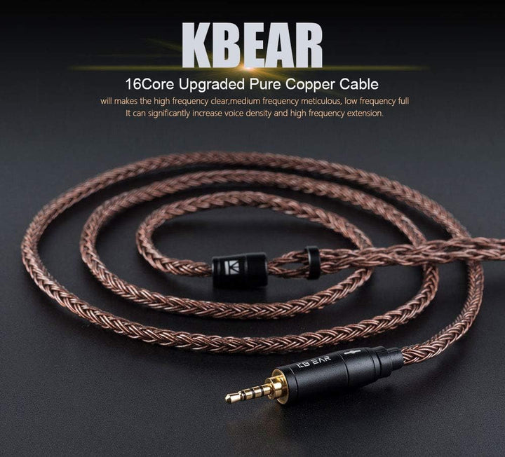 KBEAR 16 Core Silber Überzogene Draht Kopfhörer Upgrade Kabel Kopfhörer Ersatz Ohrhörer Austauschkab