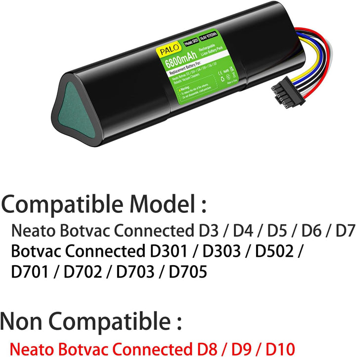 6800mAh Ersatzakku für Neato Botvac Connected D3 D4 D5 D6 D7 D3+ D5+, Neato Botvac D301 D303 D502 D5