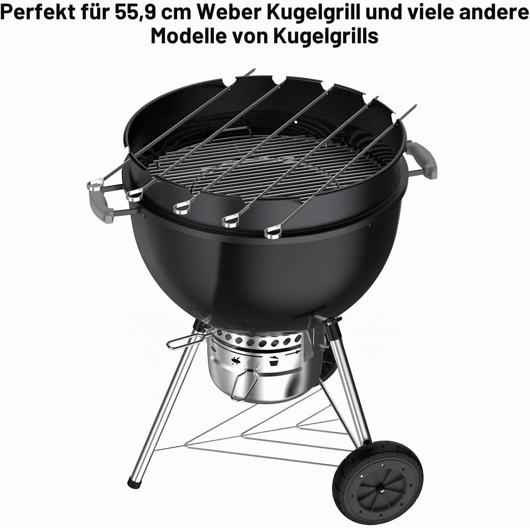 Onlyfire Schaschlik Rotisserie Grillspiess Set, 5 Spiesse mit Grillaufsatz, Schaschlikspiess für 57