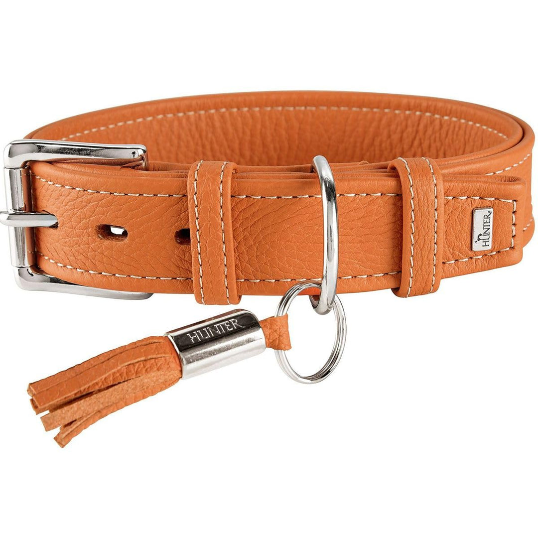 HUNTER CANNES Hundehalsband, Leder, Nappaleder, weich, edel, elegant, 70 (L-XL), orange 70 (L-XL) or