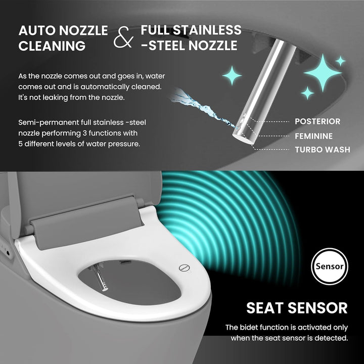 VOVO VB-6000SE Elektronischer Smart Bidet Toilettensitz, Länglich, Selbstreinigende Düse aus Vollede