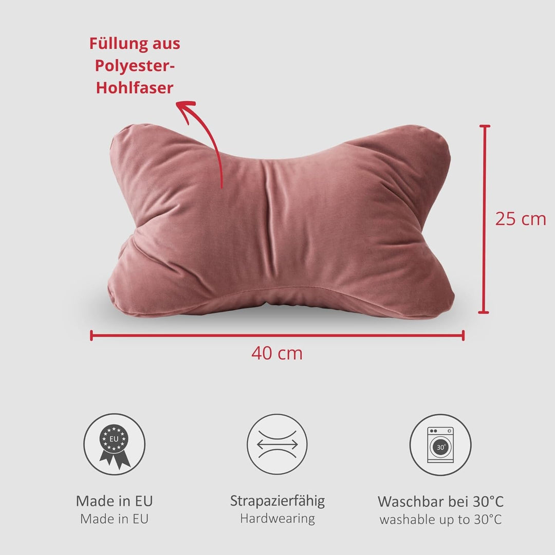 liebling Samt Lesekissen für Bett und Sofa, Bücherkissen, Lesehilfe, 40x25 cm, Leseknochen, Serie Ne
