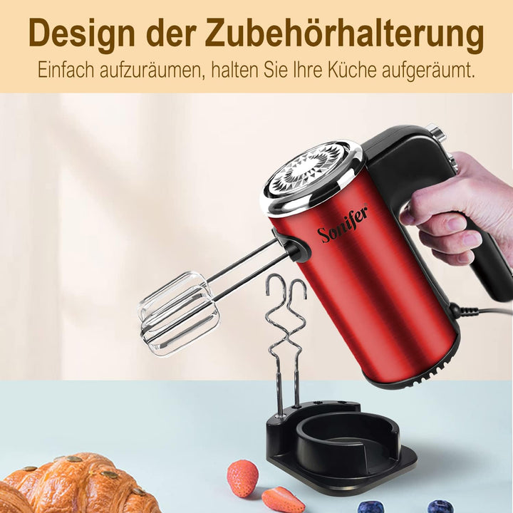 Sonifer Handrührgerät Elektrischer | 400 Watt Handmixer Edelstahl | 5 Geschwindigkeitsregler | Turbo